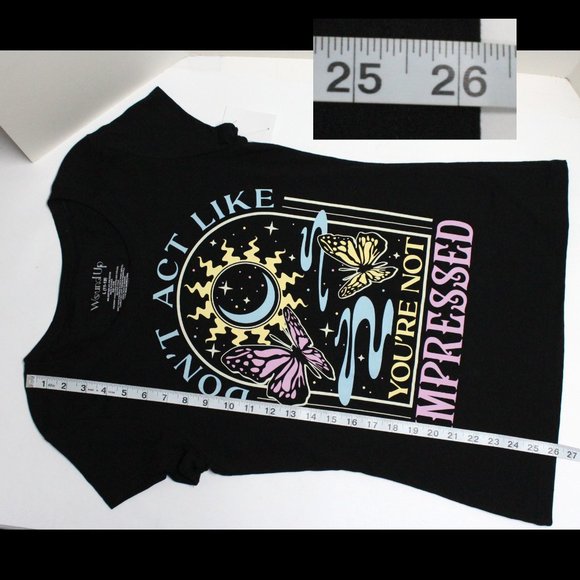 Junior Large 11-13 Cap Sleeve Multi Color Graphic Tee Shirt - Picture 6 of 8